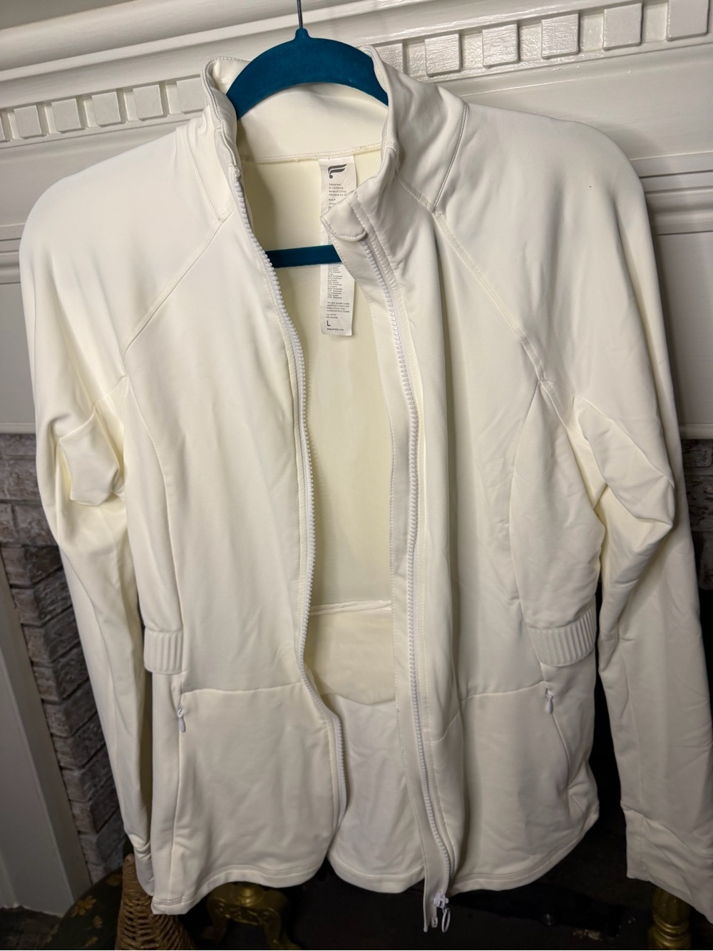 Fabletics White Full Zip Performance Jacket Women's Large Athletic Workout